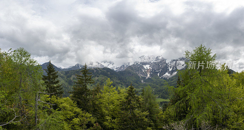 Zgornje Jezersko山谷在春天的景色